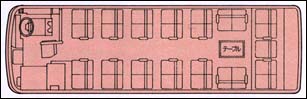 中型貸切観光バス　ハイデッガー見取図